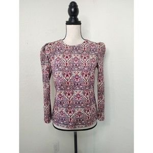 Zara Brocade Shiny Jacquard Metallic Keyhole Back Top Azteca Sz M